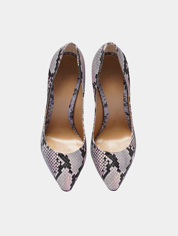 Leather decollete shoes with python print - 2