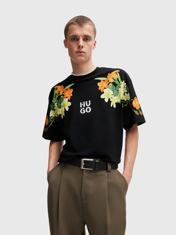 DIBLOSTEE cotton T-shirt with floral accent - 1
