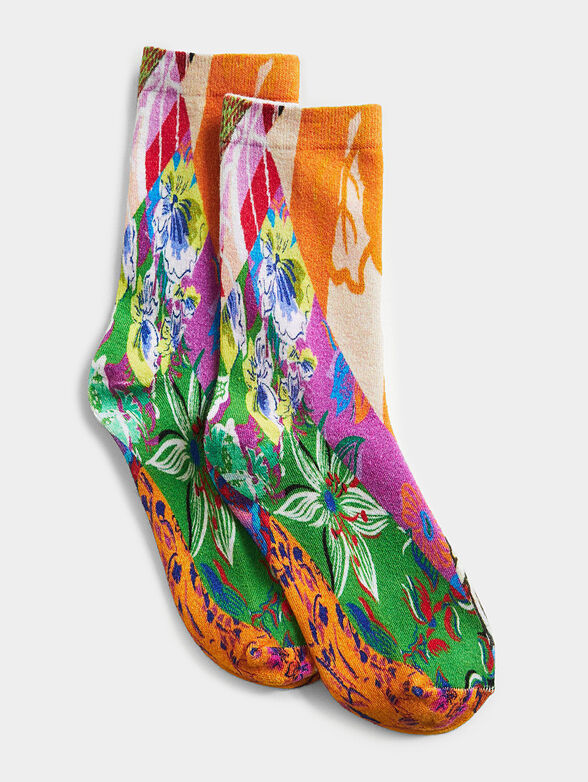 Arty floral print socks - 1