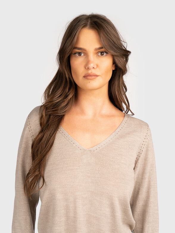 Wool sweater with accent slit - 5