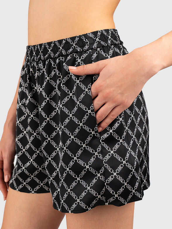 Satin shorts with monogram logo print - 3
