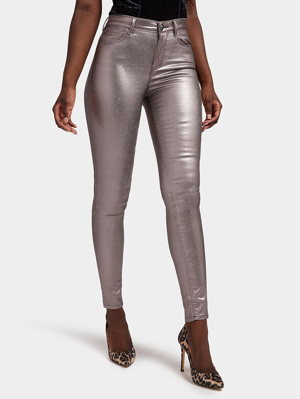 Pants with shiny gray color - 1