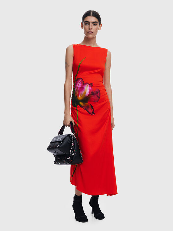 Red asymmetrical dress - 1