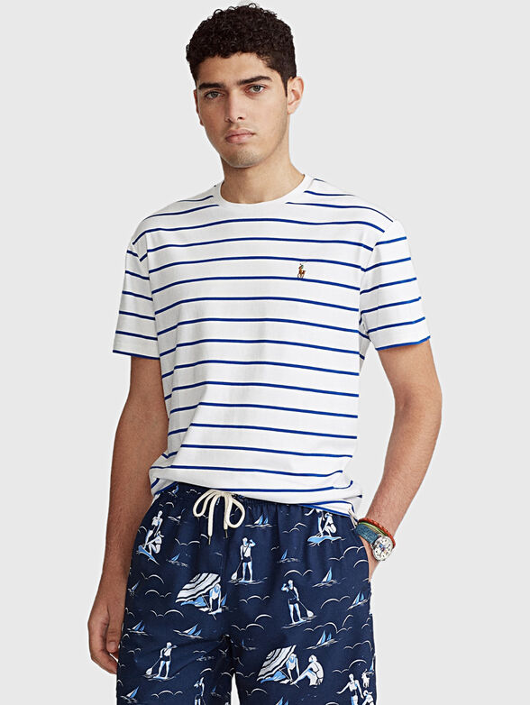 T-shirt with striped print and logo embroidery - 1