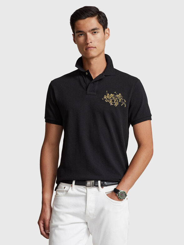 Polo-shirt with contrast embroidery and collar - 0