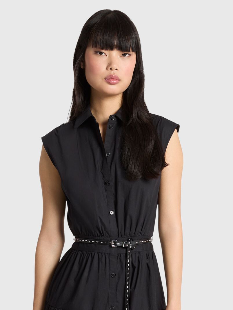 Black cotton midi dress  - 3
