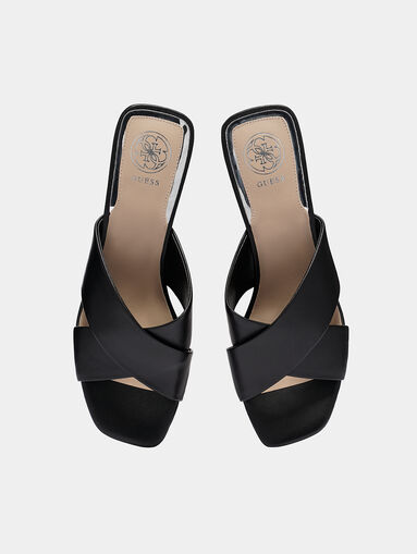 MADRA Black leather sandals with heel accent - 5