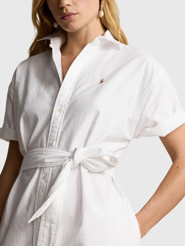 Oxford dress with short sleeves and belt - 4