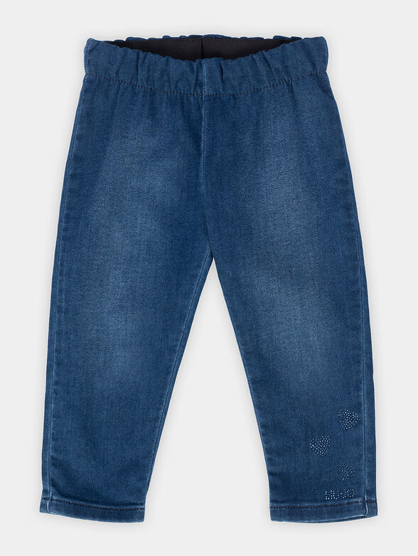 Blue jeans with applied rhinestones - 1