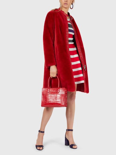 Striped mini dress with puff sleeves - 5