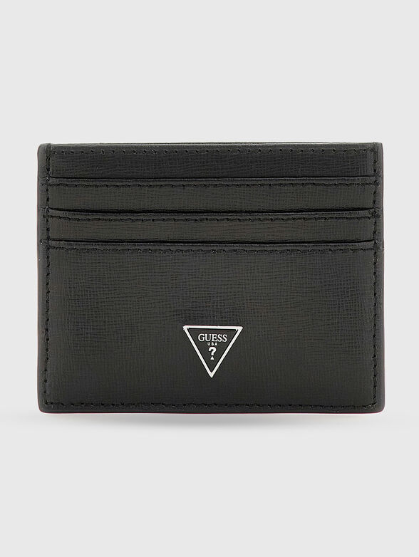 Leather card holder with saffiano effect - 1