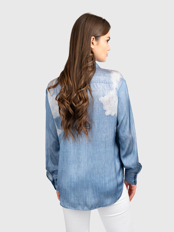 Denim shirt with accent embroidery - 3