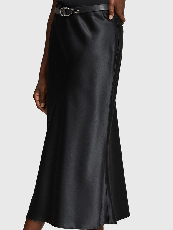 Black silk midi skirt - 3