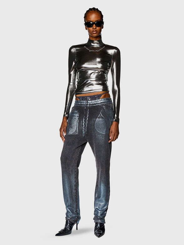 Blouse with metallic effect and accent chain - 2