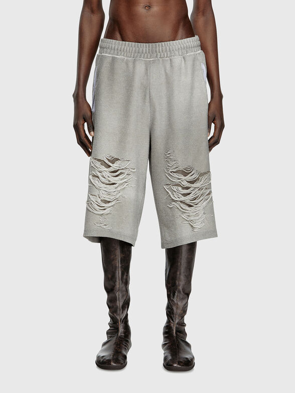 P-PERC cotton shorts with rips - 1