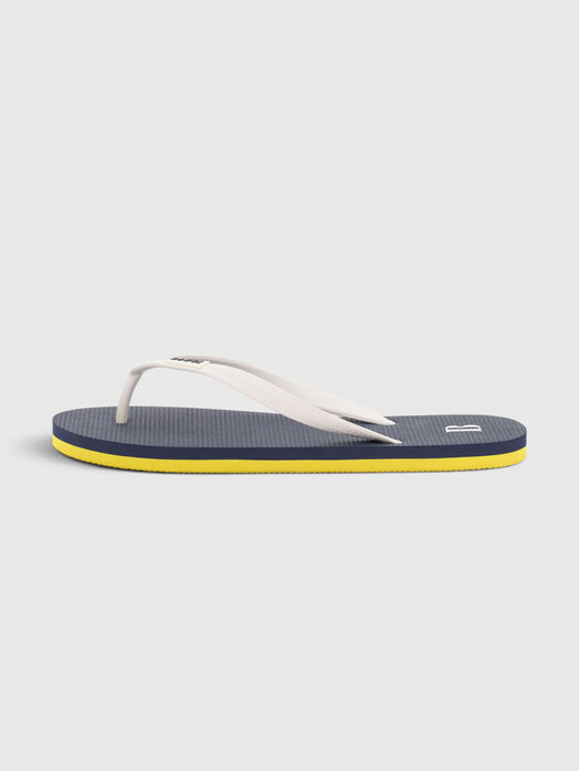 Dark blue slippers with a logo