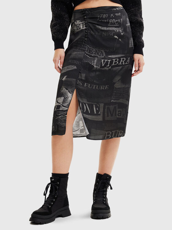 Midi viscose skirt with print - 1
