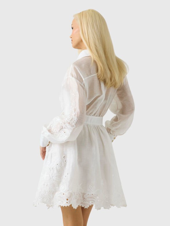 Mini dress in  linen blend with embroidery - 2
