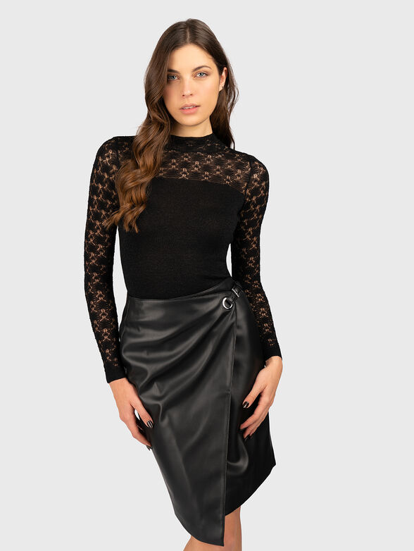 Blouse with translucent long sleeves - 1