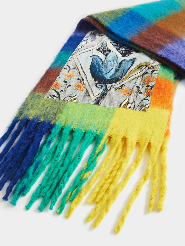 Multicolored scarf with art print - 2