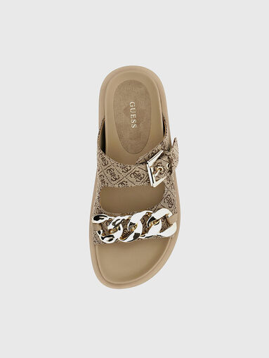 FATEMA brown slippers with logo elements - 5