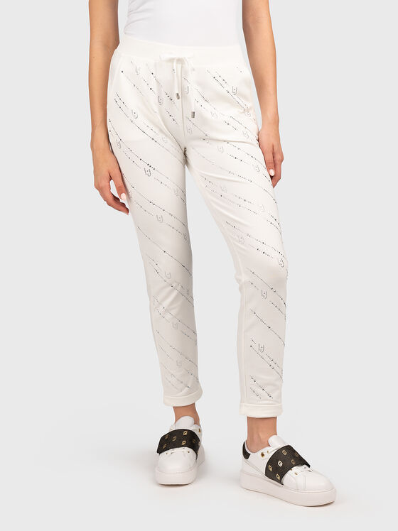 Black jogging trousers with gemstones - 1