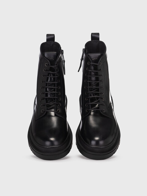 Black leather ankle boots OUTLAND with zip - 6