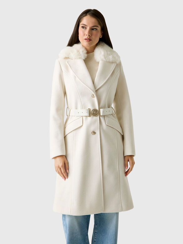 PATRICE black wool blend coat with belt - 1