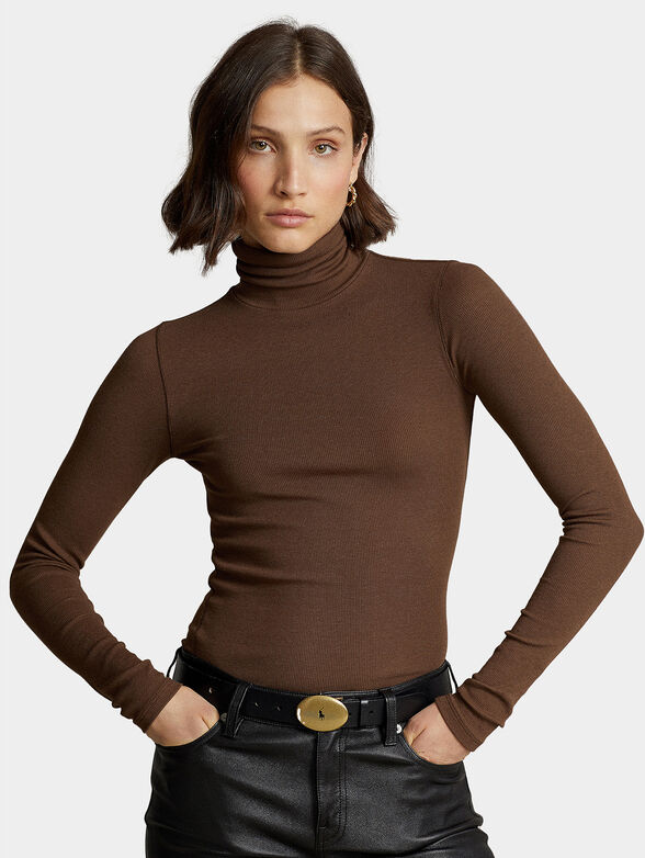 Brown turtleneck sweater - 1