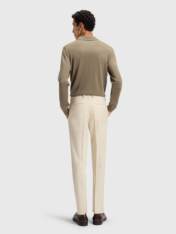 Straight fit cotton blend trousers - 2