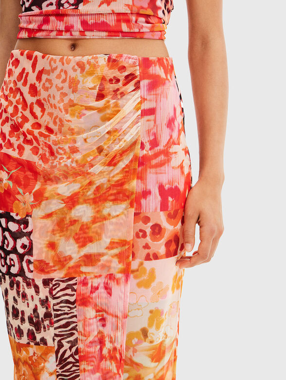 Midi skirt with multicolour print  - 3