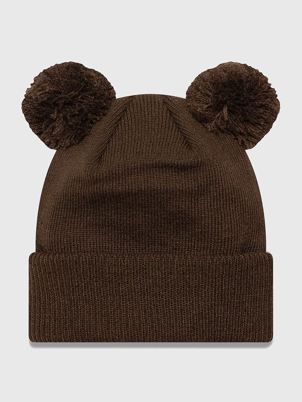 Brown knitted hat with pom pom - 2