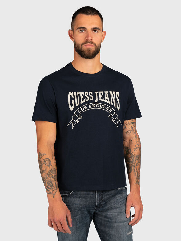 Black T-shirt with contrasting logo print - 1