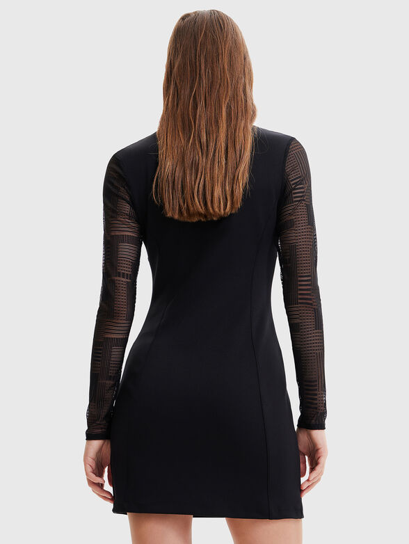 Mini black dress with accent sleeves - 2