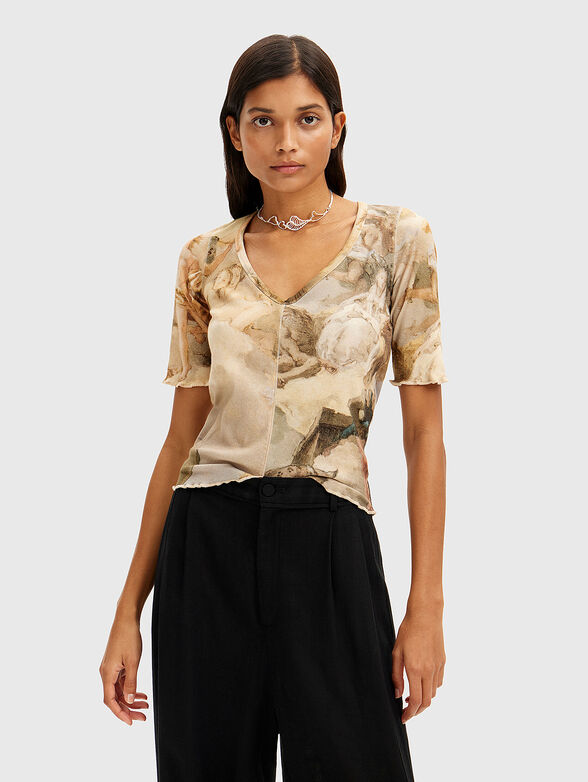 V-neck T-shirt with print - 1