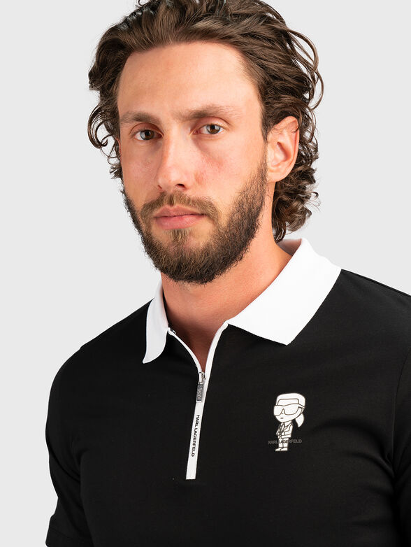Black polo shirt with contrast collar and logo - 4