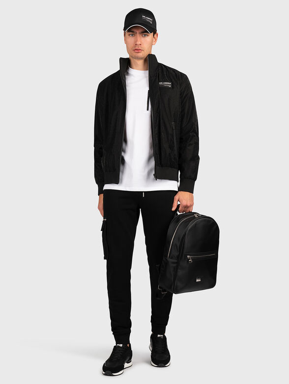 Black bomber jacket with logo patch - 2