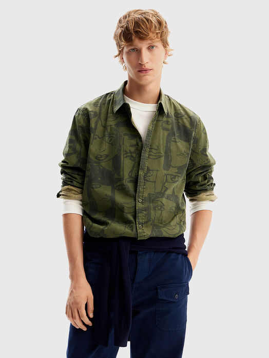 Cotton shirt in green color