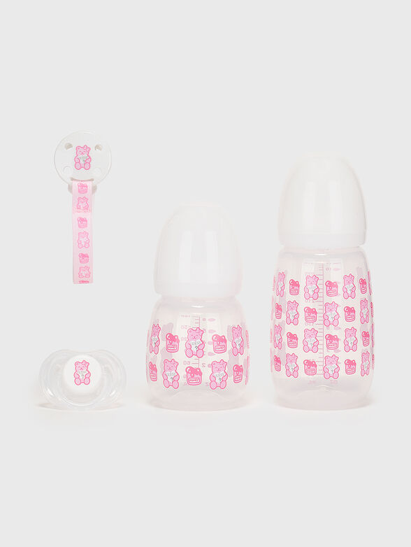 Newborn accessory set with pink print - 2