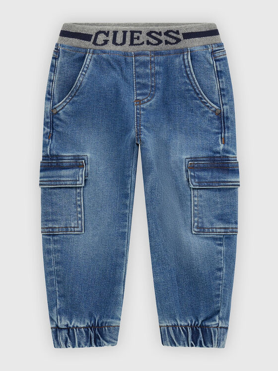 Дънки с лого детайл - 1