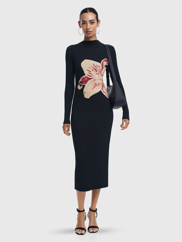 Midi dress with long sleeves and floral print - 1