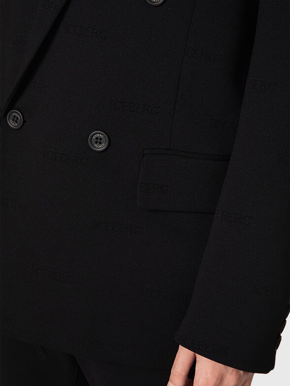Black blazer with logo print - 4