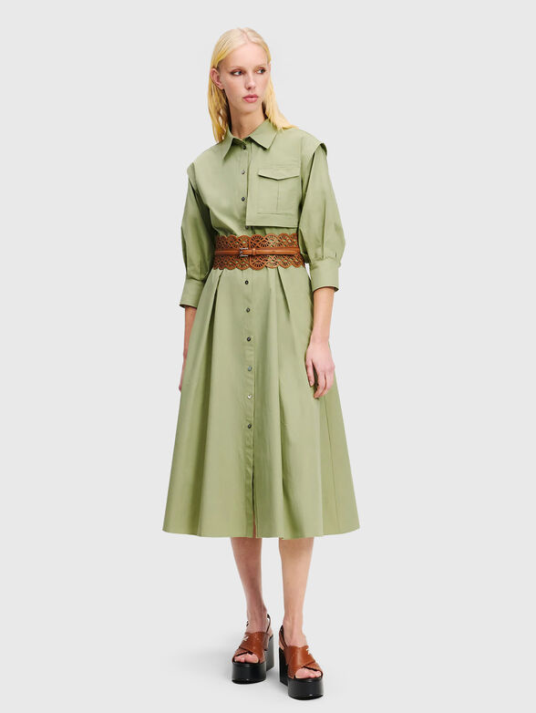 Cotton midi dress with puff sleeves - 4