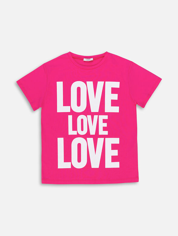 T-shirt in fuxia color with print - 1