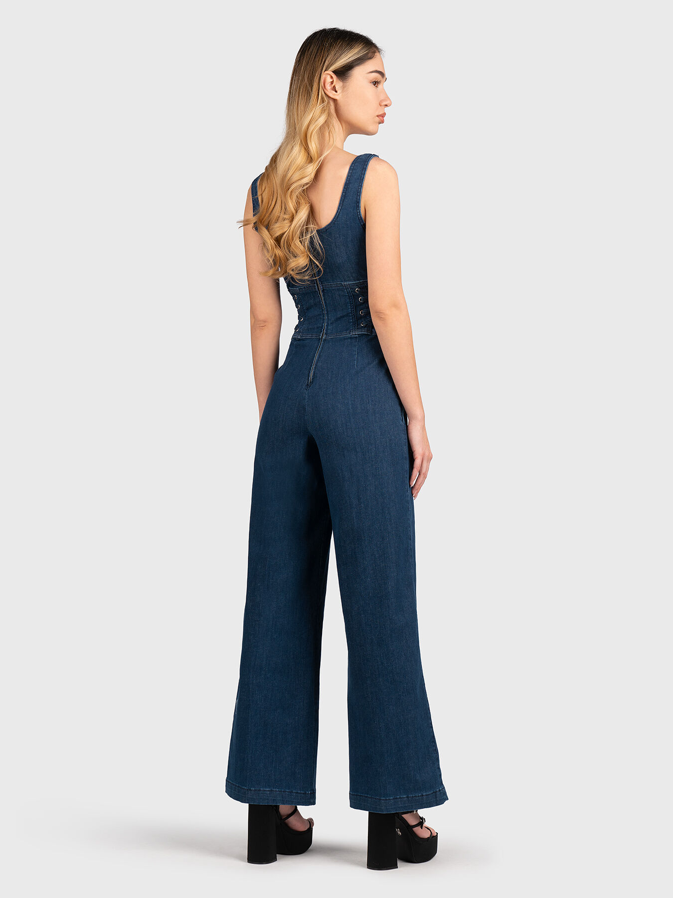 Buy Leopard Print 100% Cotton Denim Belted Jumpsuit from