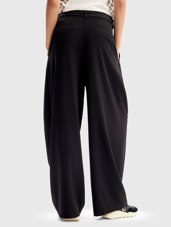 Black viscose blend trousers with belt - 2