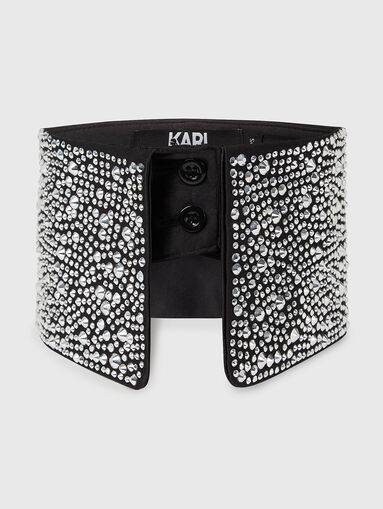 Black collar with appliqued rhinestones - 3
