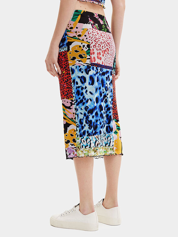 Midi skirt with colorful patchwork print - 2