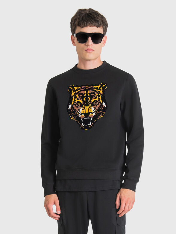 Black sweatshirt with contrast print - 1