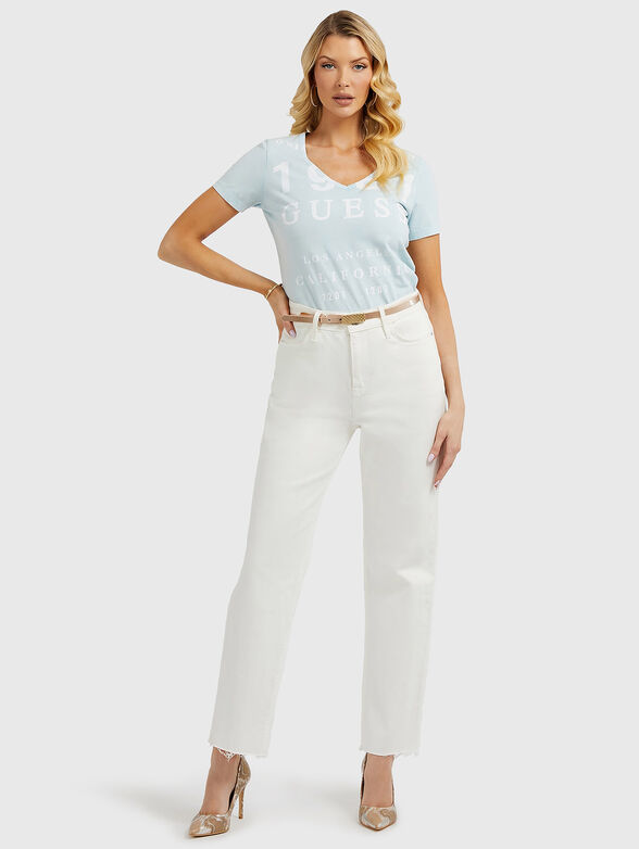 DOWNTOWN blue T-shirt with logo accent - 2
